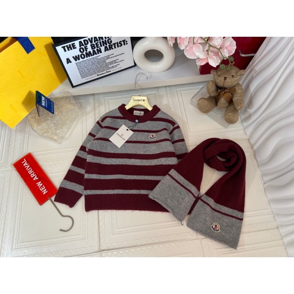 Moncler モンクレールハイブランドニット プルオーバー ラウンドネック ガールズ セーター シック カジュアルトップス キッズ 女の子 110~150cm かわいい ルームウェア 秋冬 保温 韓国 子供服