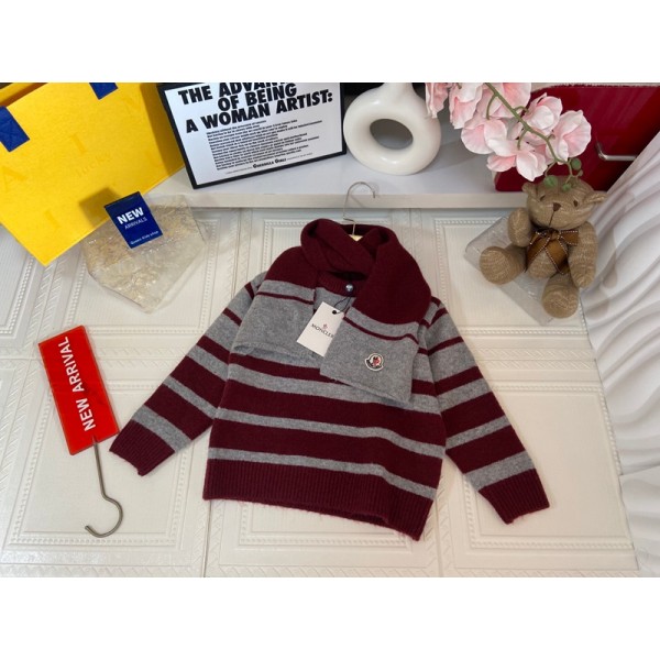 Moncler モンクレールハイブランドニット プルオーバー ラウンドネック ガールズ セーター シック カジュアルトップス キッズ 女の子 110~150cm かわいい ルームウェア 秋冬 保温 韓国 子供服