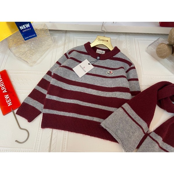 Moncler モンクレールハイブランドニット プルオーバー ラウンドネック ガールズ セーター シック カジュアルトップス キッズ 女の子 110~150cm かわいい ルームウェア 秋冬 保温 韓国 子供服