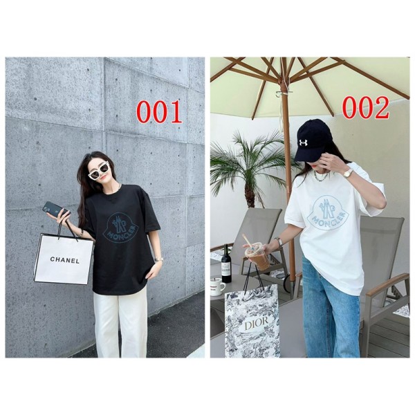 Moncler モンクレール黒白tシャツハイブランド夏ブランド半袖tシャツTシャツカットソーペアカップル20代 30代40代tシャツ 激安パロディ XS¬5XL