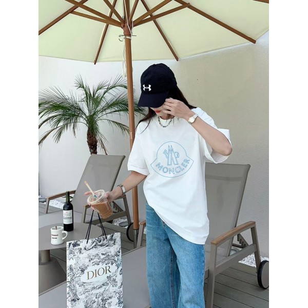Moncler モンクレール黒白tシャツハイブランド夏ブランド半袖tシャツTシャツカットソーペアカップル20代 30代40代tシャツ 激安パロディ XS¬5XL