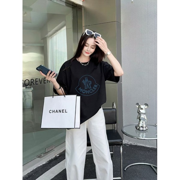 Moncler モンクレール黒白tシャツハイブランド夏ブランド半袖tシャツTシャツカットソーペアカップル20代 30代40代tシャツ 激安パロディ XS¬5XL