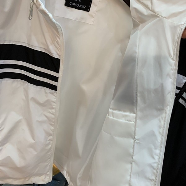 モンクレールMONCLERストライプ切替 立襟フルジップブルゾン メンズ 2 色展開 アウトドアモンクレールMONCLER胸元ラインデザイン スタンドカラージャケット メンズ 薄手アウター