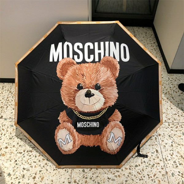 モスキーノ 折りたたみ傘 ワンタッチ 軽量 Moschino 晴傘 雨傘 クマ柄 レディース かわいい 日傘 自動開閉 晴雨兼用 おしゃれ UVカット 完全遮光 丈夫 耐風撥水 高校生 女の子 男の子 収納ポーチ付き