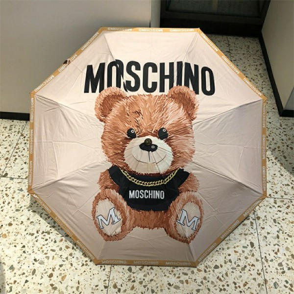 モスキーノ 折りたたみ傘 ワンタッチ 軽量 Moschino 晴傘 雨傘 クマ柄 レディース かわいい 日傘 自動開閉 晴雨兼用 おしゃれ UVカット 完全遮光 丈夫 耐風撥水 高校生 女の子 男の子 収納ポーチ付き