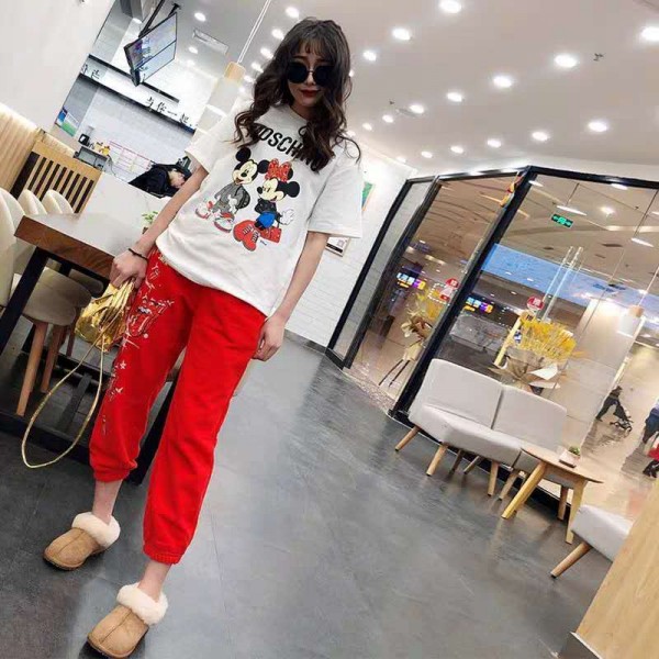 Moschino モスキーノブランドtシャツ 高品質 韓国 上着 tシャツ ブランド 服 コピー 激安屋Tシャツ トップス カットソー ペアカップル S¬4XL