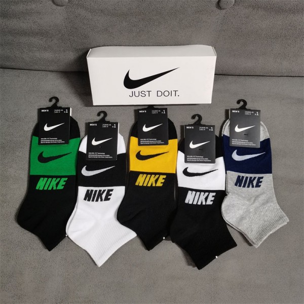Nike ナイキハイブランド ソックス 綿製コットン 靴下 メンズ 通気性 浅口ソックス 女の子好き 5足セット 韓国 ブランドソックス 男女兼用 ファッション