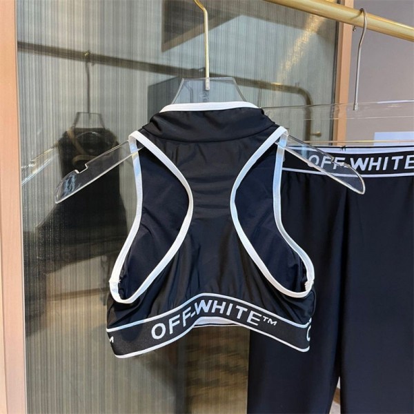 Off-White オフホワイトブランド スポーツウェア レディース ヨガウェア 上下セット トレーニングウェア スポーツブラ スポーツブラジャー ヨガパンツS - XL