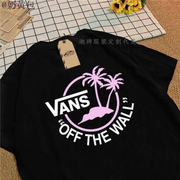 ハイブランドVANS バンズ tシャツ夏 ブランドペアルックtシャツ上着カジュアル韓国 tシャツ 黒白tシャツ ユニセック ブランド XS¬5XL
