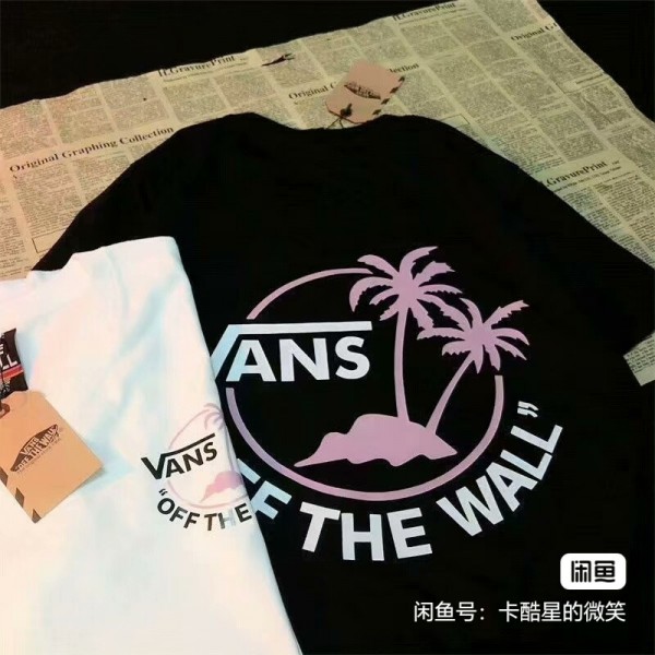 ハイブランドVANS バンズ tシャツ夏 ブランドペアルックtシャツ上着カジュアル韓国 tシャツ 黒白tシャツ ユニセック ブランド XS¬5XL