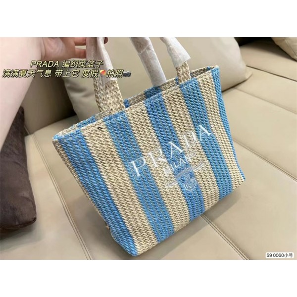 Prada ブランド ハンドバッグ 草編みトートバッグ プラダ かごバッグ レディース 5色 レジャーバッグ シンプル かばん 手提げバッグ 小型 カジュアル 旅行 かわいい 軽量 ビーチバッグ 通勤 お出かけ プレゼント