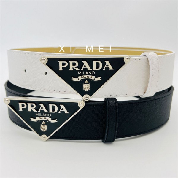 プラダ ベルト レディース 高級感 エナメルメタルのトライアングル 黒白 おしゃれ ブランド PRADA レザーベルト 105cm オートロック式 サイズ調整可能 革 紳士ベルト ロング ビジネス スーツ 仕事 ギフト用