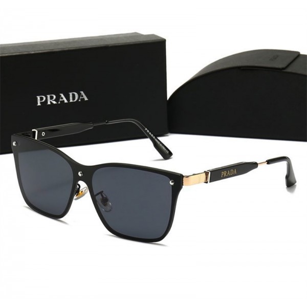 プラダ ブランド サングラス 偏光レンズ ガラスレンズ クラシック PRADA 日焼け止め眼鏡  メンズ レディース UVカット ゴールド 金 ハーフフレーム sunglass for men women