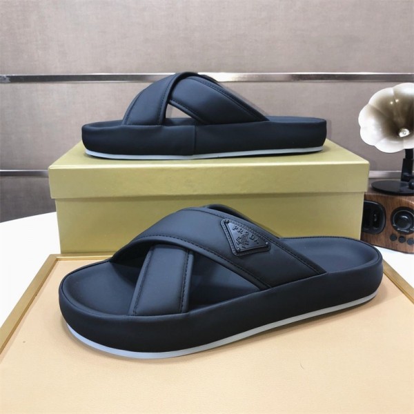 Prada プラダブランド風 クロススリッパ ビーサン スライドサンダル メンズ レディース 245¬270cm ユニセックス 黒 厚底 カジュアル シャワーサンダル ルームシューズ アウトドア ビーチサンダル