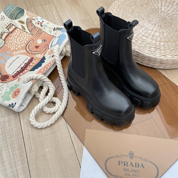 プラダ prada マーチンブーツ シューズ靴 レディース 秋冬 お洒落 モノグラム 潮流 厚底