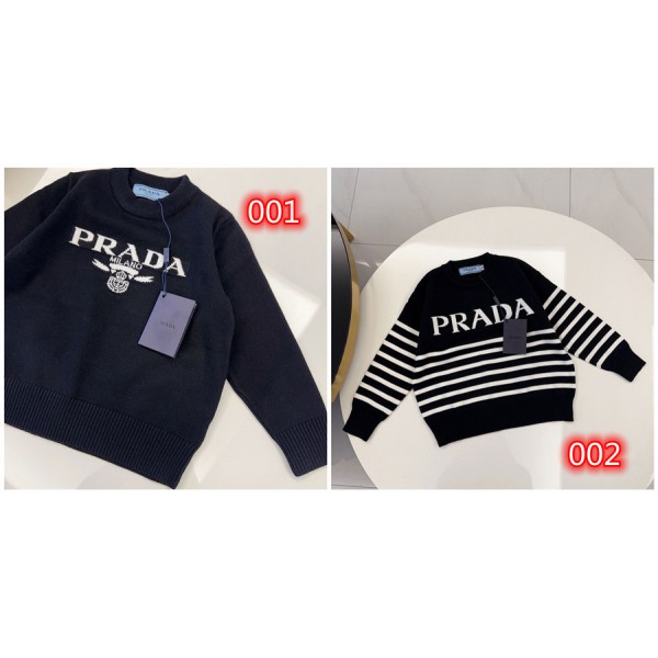 Prada プラダ セーター 子供服 カジュアル 高品質 経典 丸首 ファション 人気