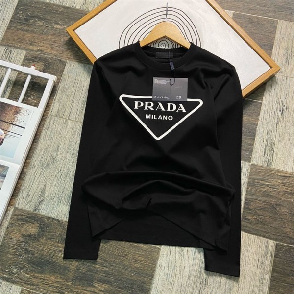 Prada プラダブランド長袖tシャツ 韓国 ブランドかわいい ブランドtシャツ上着カジュアルブランド 服 コピー 激安屋 トップス S - 3XL