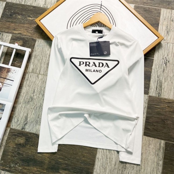 Prada プラダブランド長袖tシャツ 韓国 ブランドかわいい ブランドtシャツ上着カジュアルブランド 服 コピー 激安屋 トップス S - 3XL