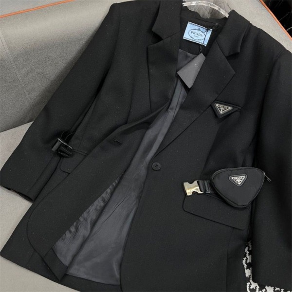 Prada プラダ ブランドスーツ ジャケット レディース スーツコート ダブルボタン S - L テーラードジャケット カジュアル 万能 プレミアム 着痩せ きれいめ 通勤 通学 春 秋