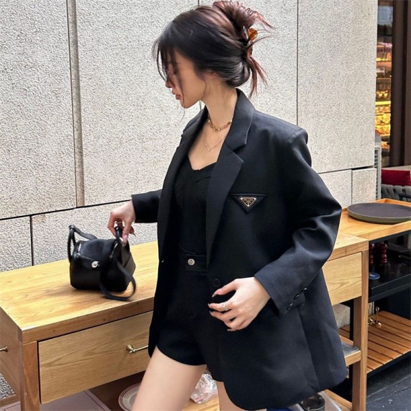 Prada プラダ ブランドスーツ ジャケット レディース スーツコート ダブルボタン S - L テーラードジャケット カジュアル 万能 プレミアム 着痩せ きれいめ 通勤 通学 春 秋