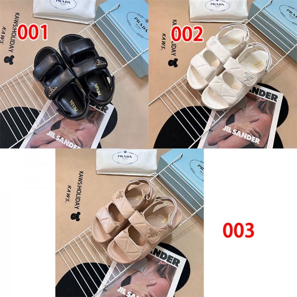 Prada プラダハイブランド サンダル スポーツサンダル レディース 厚底 大きいサイズ 小さいサイズ 歩きやすい 軽量 楽ちん ダブルベルト 225¬250CM