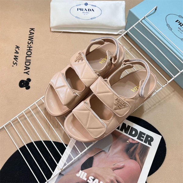 Prada プラダハイブランド サンダル スポーツサンダル レディース 厚底 大きいサイズ 小さいサイズ 歩きやすい 軽量 楽ちん ダブルベルト 225¬250CM