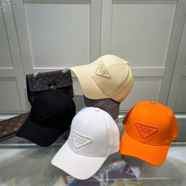 プラダ ブランド メンズ ベースボールキャップ レディース コットン Prada アウトドアハット レディースキャップ メンズゴルフ ランニング 帽子 100% UVカット 帽子 男女兼用 刺繍ロゴ 春 夏 秋 冬 スポーツ用