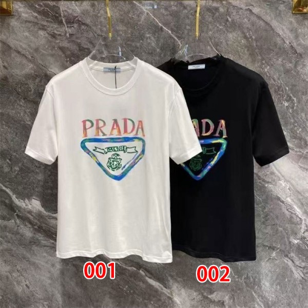 Prada プラダブランド半袖tシャツハイブランドtシャツ偽物レディースメンズブランドtシャツオーバーサイズ20代 30代40代tシャツ 激安パロディ S - 4XL