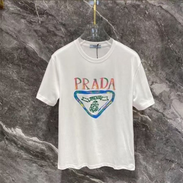 Prada プラダブランド半袖tシャツハイブランドtシャツ偽物レディースメンズブランドtシャツオーバーサイズ20代 30代40代tシャツ 激安パロディ S - 4XL