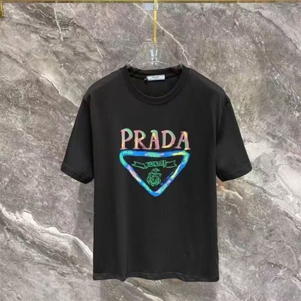 Prada プラダブランド半袖tシャツハイブランドtシャツ偽物レディースメンズブランドtシャツオーバーサイズ20代 30代40代tシャツ 激安パロディ S - 4XL