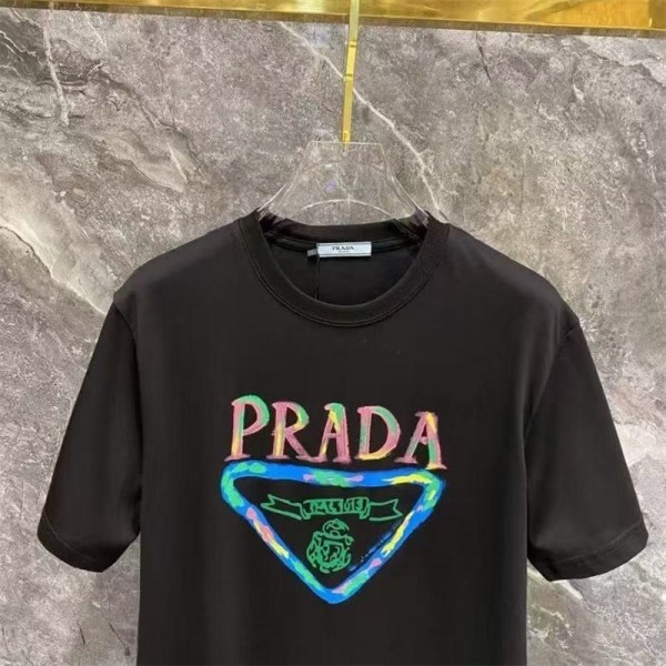 Prada プラダブランド半袖tシャツハイブランドtシャツ偽物レディースメンズブランドtシャツオーバーサイズ20代 30代40代tシャツ 激安パロディ S - 4XL
