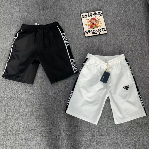 プラダミディアムパンツ メンズ 冷感 5分丈ブランドPrada 半ズボン クロップドパンツ XS - 5XL ジャージ下 カジュアル ハーフパンツ スポーツ フィットネスパンツ 夏服 