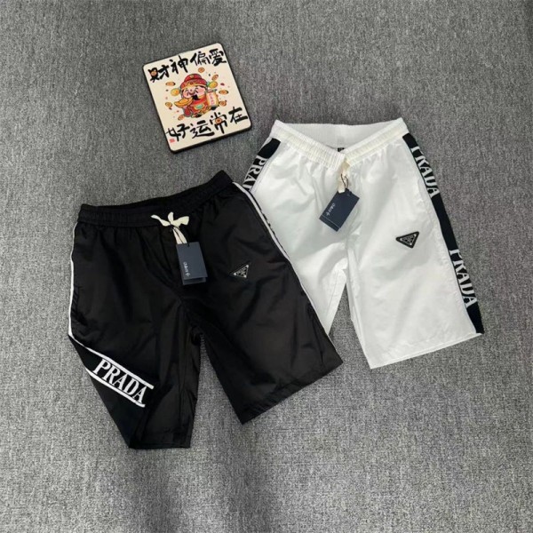 プラダミディアムパンツ メンズ 冷感 5分丈ブランドPrada 半ズボン クロップドパンツ XS - 5XL ジャージ下 カジュアル ハーフパンツ スポーツ フィットネスパンツ 夏服 