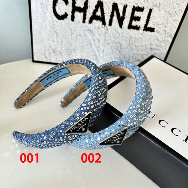 Prada プラダハイブランドカチューシャ ヘアアクセサリー 髪留め ヘアバンド おしゃれ 大人 レディース 幅広 気質 シンプル 大きめ 痛くない かわいい ブルー