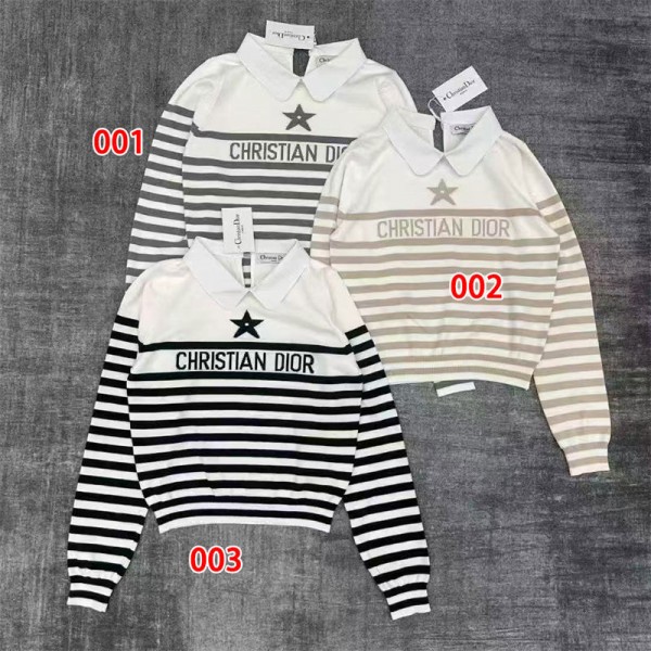 Dior ディオールハイブランドリブニット セーター レディース 長袖 女性らしい 上品  やさしい肌触り ニット S - L トップス ボートネック カットソー 柔らかい 伸縮性 薄手 着痩せ 着回し力 カジュアル きれいめ 婦人服 通勤 日常 春 秋 冬