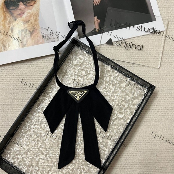 プラダブランドスクールリボン クロスタイ Prada リボンタイ 蝶結び 無地 アクセサリー 男女兼用 結婚式 オフィス 披露宴 パーティー 首周りサイズ調整可能