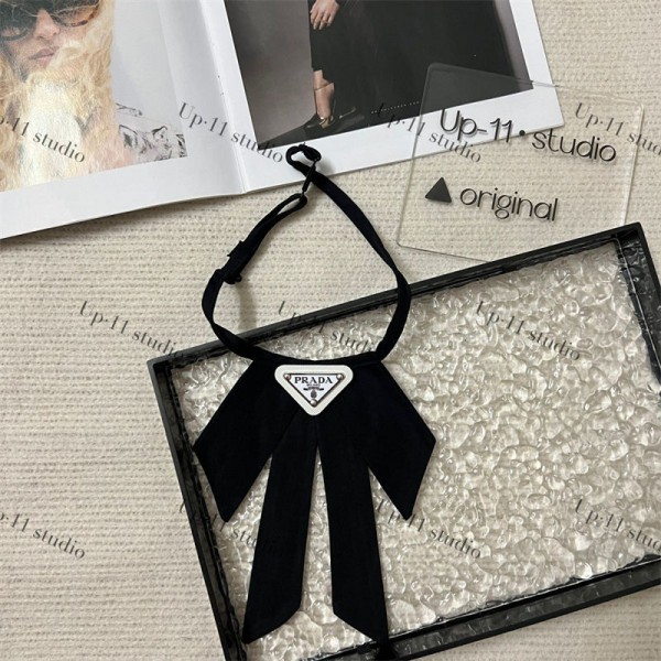 プラダブランドスクールリボン クロスタイ Prada リボンタイ 蝶結び 無地 アクセサリー 男女兼用 結婚式 オフィス 披露宴 パーティー 首周りサイズ調整可能