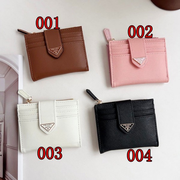 Prada プラダハイブランド財布 二つ折り財布 レディース PU革 スキミング防止 L型ファスナー ミニ財布 旅行財布 コンパクト カードケース 小銭入れ キーケース 多収納 多機能 カジュアル