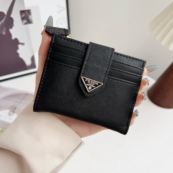 Prada プラダハイブランド財布 二つ折り財布 レディース PU革 スキミング防止 L型ファスナー ミニ財布 旅行財布 コンパクト カードケース 小銭入れ キーケース 多収納 多機能 カジュアル