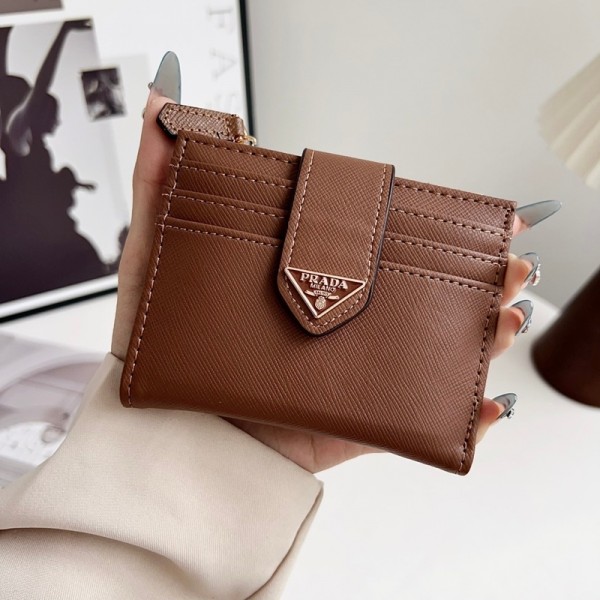 Prada プラダハイブランド財布 二つ折り財布 レディース PU革 スキミング防止 L型ファスナー ミニ財布 旅行財布 コンパクト カードケース 小銭入れ キーケース 多収納 多機能 カジュアル