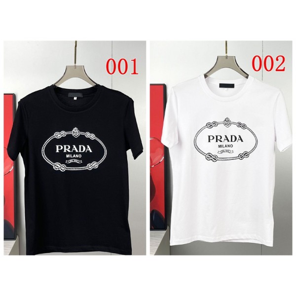 Prada プラダブランド半袖tシャツオーバーサイズブランドペアルックtシャツ 高品質20代 30代40代tシャツ 激安パロディ大人の上質Tシャツ XS¬5XL