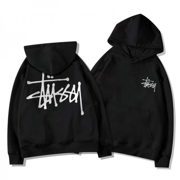 Stussy ステューシーハイブランドプルオーバーパーカー裏起毛レディースメンズプルオーバーブランドブランドスウェット上着ゆったり トレーナースウェットパーカーM - 2XL