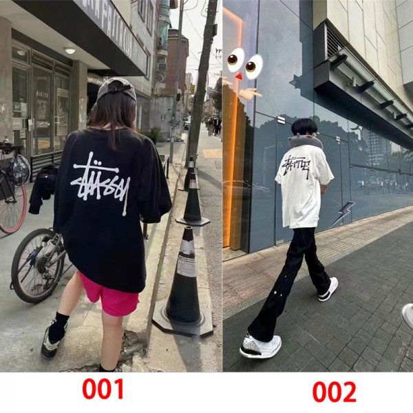Stussy ステューシーブランド半袖tシャツブランドtシャツオーバーサイズTシャツカットソーペアカップル大人の上質TシャツM - 2XL