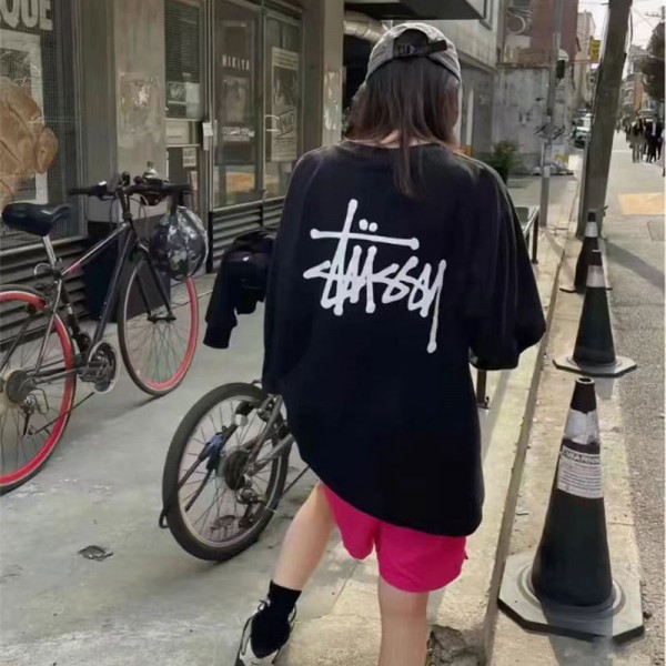 Stussy ステューシーブランド半袖tシャツブランドtシャツオーバーサイズTシャツカットソーペアカップル大人の上質TシャツM - 2XL