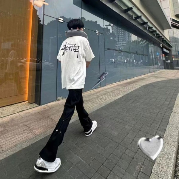 Stussy ステューシーブランド半袖tシャツブランドtシャツオーバーサイズTシャツカットソーペアカップル大人の上質TシャツM - 2XL