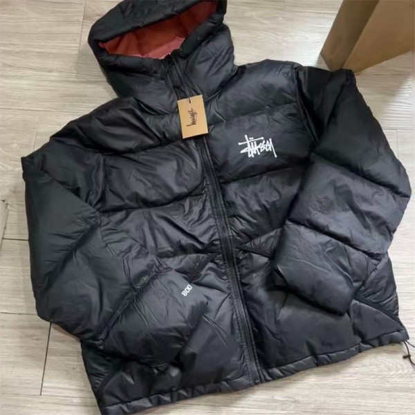 Stussy ステューシーブランドダウンジャケット レディース ダウンコート XS - XL ショート丈 中綿 アウター コート 防寒 春 秋 冬 レディースコート エコダウン ショート コート 暖かい ボリューム フード ポケット 付き 防風 軽量 ミセス 大きいサイズ 韓国風 可愛い