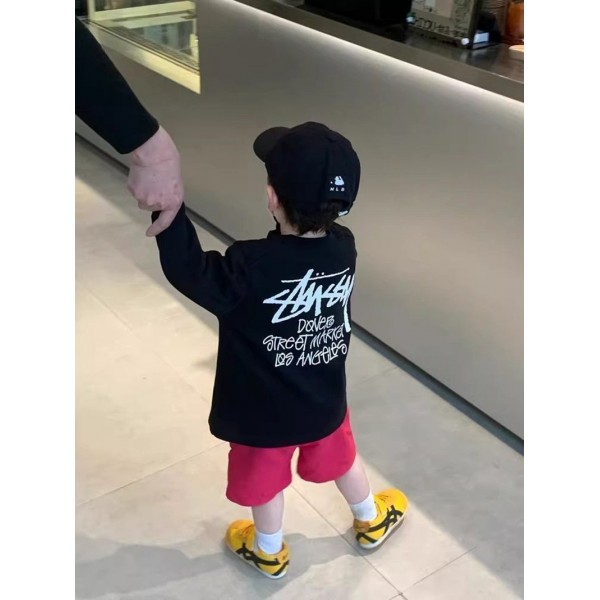 Stussy ステューシー子供tシャツハイブランド男の子 長袖 Tシャツ 子供服トップス プリント柄 通学 通園 部屋着 ジュニア 綿 インナー 肌着 上着 普段着 カジュアル ゆったり 80-150cm