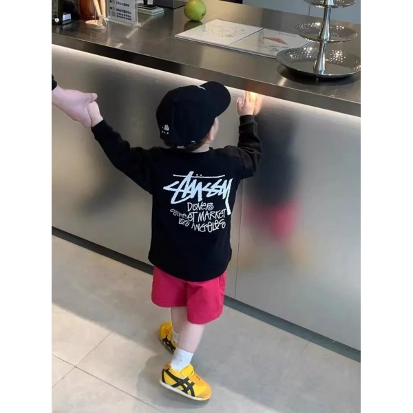 Stussy ステューシー子供tシャツハイブランド男の子 長袖 Tシャツ 子供服トップス プリント柄 通学 通園 部屋着 ジュニア 綿 インナー 肌着 上着 普段着 カジュアル ゆったり 80-150cm