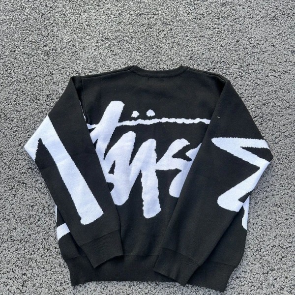 Stussy ステューシーブランドメンズ ニット セーター クルーネック 長袖 薄手 カットソー 春 秋 冬 S-XL ビジネス カジュアル 毛玉レスニット ジャガード ストレッチ プルオーバー トップス シンプル オシャレ