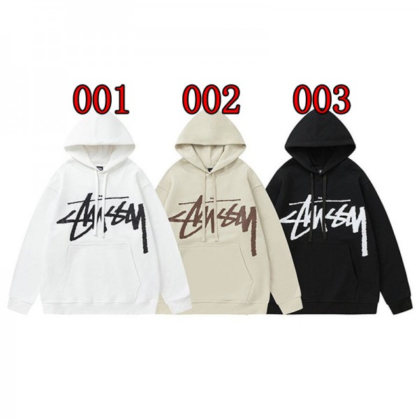 Stussy ステューシーハイブランドプルオーバーパーカー偽物スウェットハイブランド秋冬レディースメンズ裏起毛プルオーバーブランドブランドスウェット上着ゆったりS-3XL